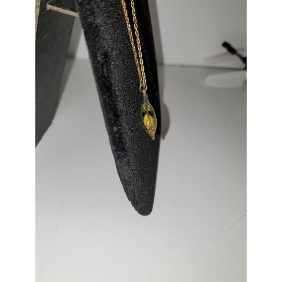 A Genuine Cloisonne Fish Pendant Necklace Tropical Costume Jewelry Gold Tone - Picture 9 of 11